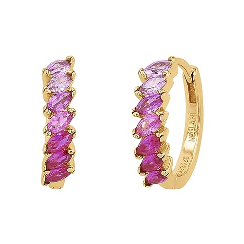 NOELANI Creolen 925 Sterling Silber Damen Ohrschmuck, mit Zirkonia synth., 1,6 cm, Gold, Kommt in Schmuck Geschenk Box, 2037024 von NOELANI