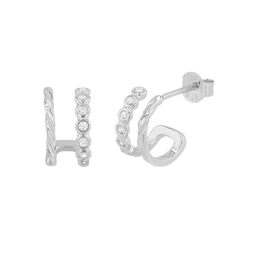 NOELANI Creolen 925 Sterling Silber Damen Ohrschmuck, mit Zirkonia synth., 1 cm, Gold, Kommt in Schmuck Geschenk Box, 2036061 von NOELANI