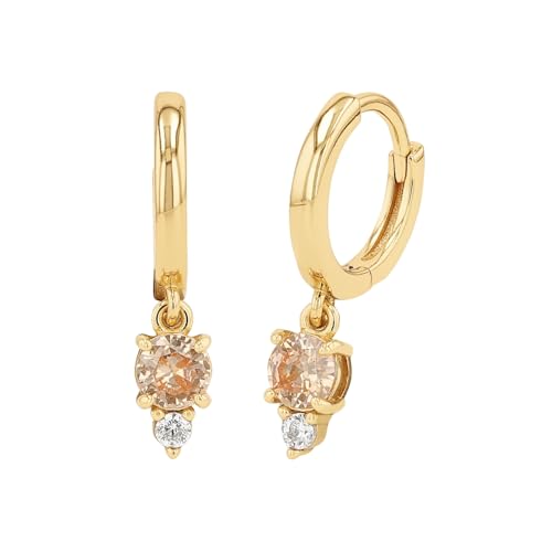 NOELANI Creolen 925 Sterling Silber Damen Ohrschmuck, mit Zirkonia synth., 2,1 cm, Apricot, Kommt in Schmuck Geschenk Box, 2038751 von NOELANI