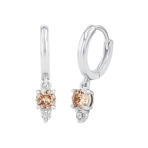 NOELANI Creolen 925 Sterling Silber Damen Ohrschmuck, mit Zirkonia synth., 2,1 cm, Apricot, Kommt in Schmuck Geschenk Box, 2038751 von NOELANI