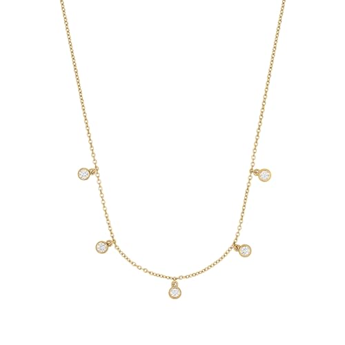 NOELANI Kette mit Anhänger 925 Sterling Silber Damen Halsschmuck, mit Zirkonia synth., 37+5 cm, Gold, Coin, Kommt in Schmuck Geschenk Box, 2031975 von NOELANI