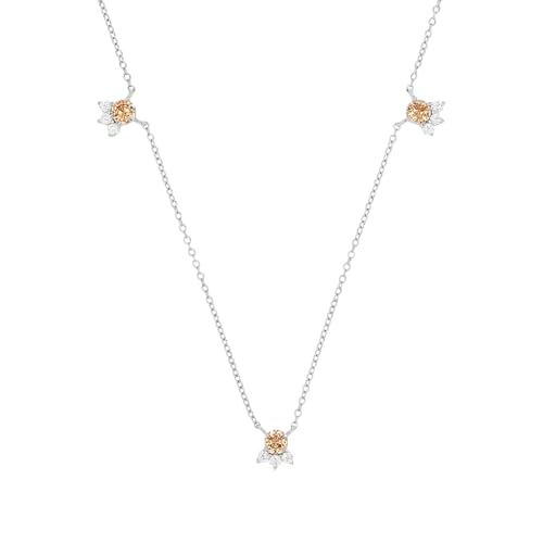 NOELANI Kette mit Anhänger 925 Sterling Silber Damen Halsschmuck, mit Zirkonia synth., 40+5 cm, Apricot, Kommt in Schmuck Geschenk Box, 2038752 von NOELANI