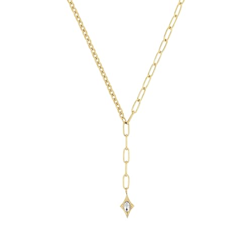NOELANI Y-Collier Edelstahl Damen Halsschmuck, mit Zirkonia synth., 45+5 cm, Weiß, Kommt in Schmuck Geschenk Box, 2038791 von NOELANI