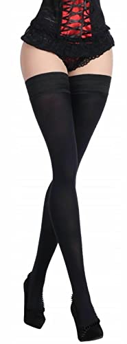 NOEMI Warme Halterlose Strümpfe Mikrofaser 100 DEN blickdicht seidiges Abschlußband S-XL (L/XL) von NOEMI