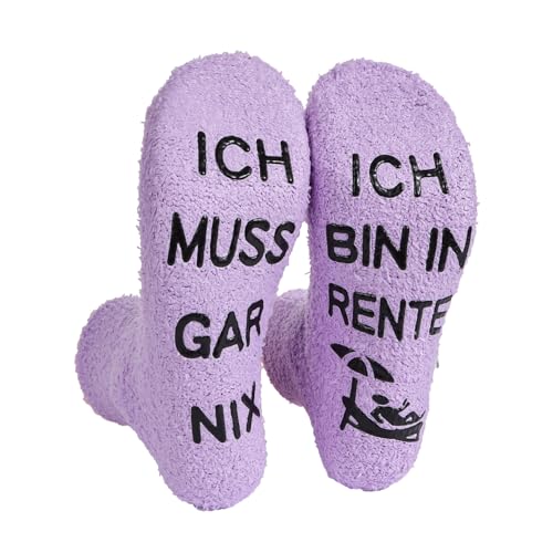 Lustige Damen Socken- Ich bin in Rente, ich muss gar nix Rentnersocken, Flauschige Haussocken, Kreatives Geschenk zum für Rentner, Mutter von NOEMIN