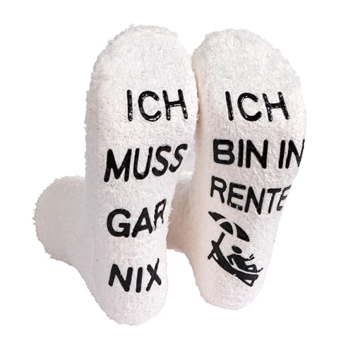 Lustige Damen Socken- Ich bin in Rente, ich muss gar nix Rentnersocken, Flauschige Haussocken, Kreatives Geschenk zum für Rentner, Mutter Lustige Damen Socken- Ich bin in Rente, ich muss gar nix Rentnersocken, Flauschige Haussocken, Kreatives Geschenk zum für Rentner, Mutter von NOEMIN