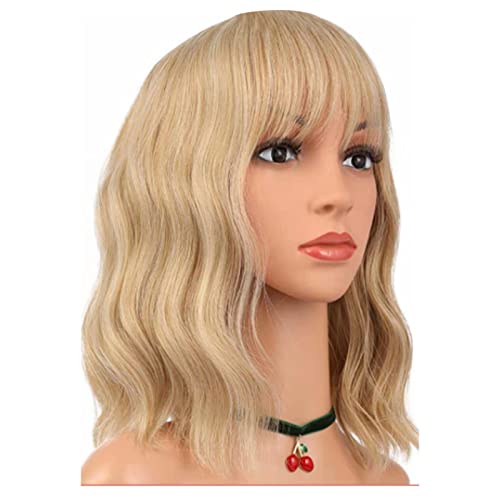 Kurze Gewellte Perücke mit Pony für Frauen Schulter Lange Bob Curly Charming Synthetische Perücken für Frauen mit Gewelltem Beständigem Haar für den Täglichen Party von NOENNULL