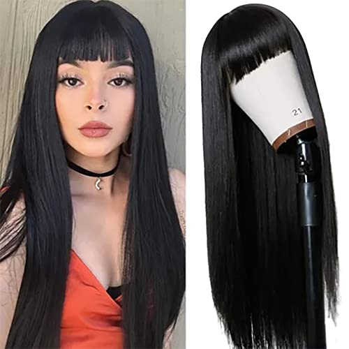 Lange Gerade Perücke mit Bang Women Cosplay Party Modische Schwarze Synthetische Perücke für Dating von NOENNULL