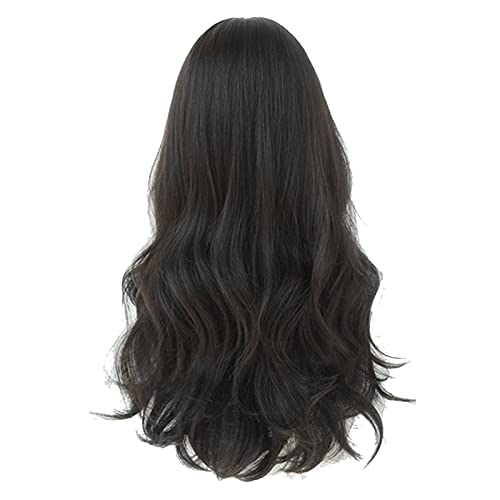 Long Wave Perücke mit Pony for Women Cosplay Perücken Synthetische Haarperücken für den Täglichen Gebrauch (Dunkelbraun) von NOENNULL