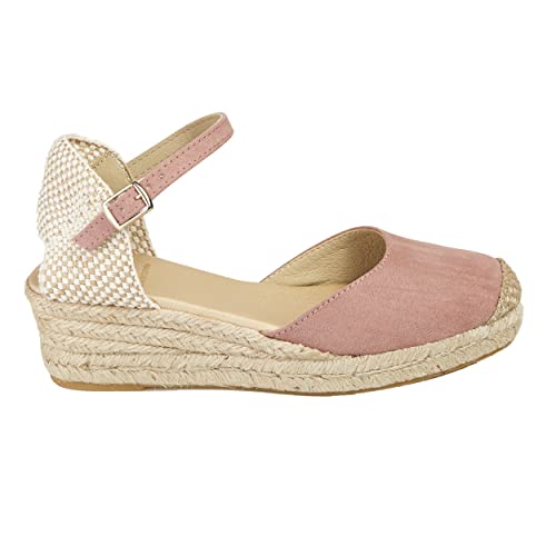 Alpargatas Espadrilles mit Keilabsatz, aus Naturseil, Jute, Schnalle am Knöchel, geschlossene Spitze, Antik, 35 EU von NOESLOMISMO BY DILEMA