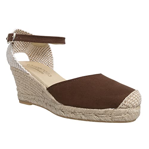 NOESLOMISMO BY DILEMA No es lo mismo – Espadrille – Jute Keilabsatz Sandale für Damen Plateauschuhe 3 Kordeln Espadrille mit Schnalle und geschlossener Spitze Farbe: Sandfarben, Grün, Rot, Pink, Na von NOESLOMISMO BY DILEMA