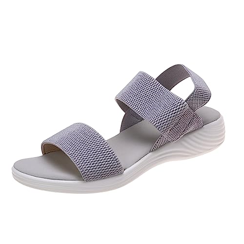 NOGRAX Sandalen Damen Keilabsatzplattform Gemütliche Sandalen Ladies Outdoor Strand Sandalen Elastische Sandalen Frauen Sommer-grey-1,43 von NOGRAX