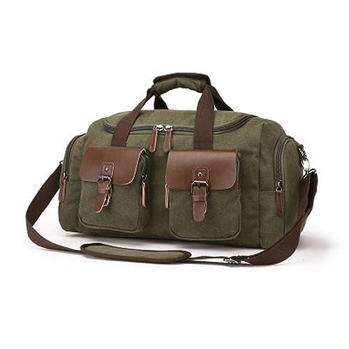 NOGRAX Schulrucksack Canvas Leder Männer Reisetasche Reisetaschen Handtasche Hohe Kapazität Umhängetasche Reise Crossbody Gepäck-A-Grün von NOGRAX