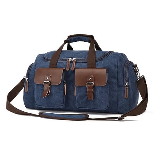 NOGRAX Schulrucksack Canvas Leder Männer Reisetasche Reisetaschen Handtasche Hohe Kapazität Umhängetasche Reise Crossbody Gepäck-Dunkelblau von NOGRAX