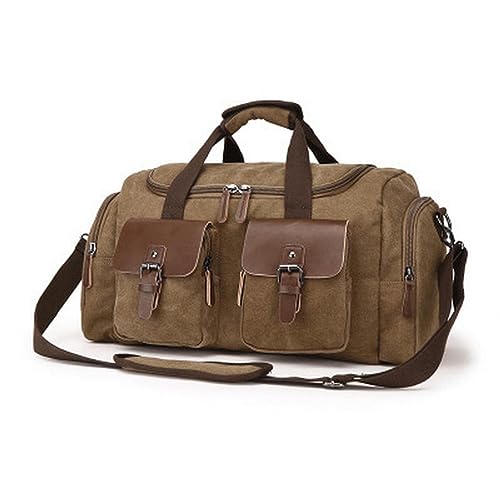 NOGRAX Schulrucksack Canvas Leder Männer Reisetasche Reisetaschen Handtasche Hohe Kapazität Umhängetasche Reise Crossbody Gepäck-Kaffee von NOGRAX