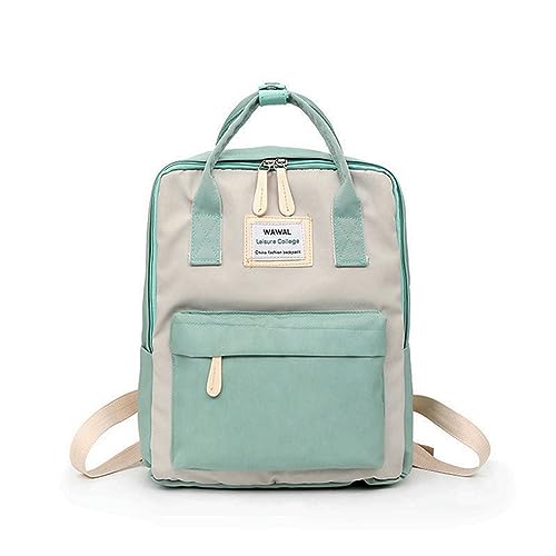 NOGRAX Schulrucksack Mode Frauen Weiblicher Rucksack Wasserdichte Leinwand Reise Rucksack Schultasche Für Teenager Mädchen Umhängetasche-Beige Mint Rucksack,36Cmx28Cmx12Cm von NOGRAX