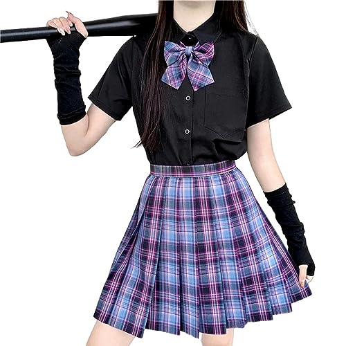 NOGRAX Schuluniform Mädchen Schuluniform Schüler Seifuku Bluse Faltenrockkrawatte Volles Girl Plaidrock Rosa Uniformen Für Frau von NOGRAX