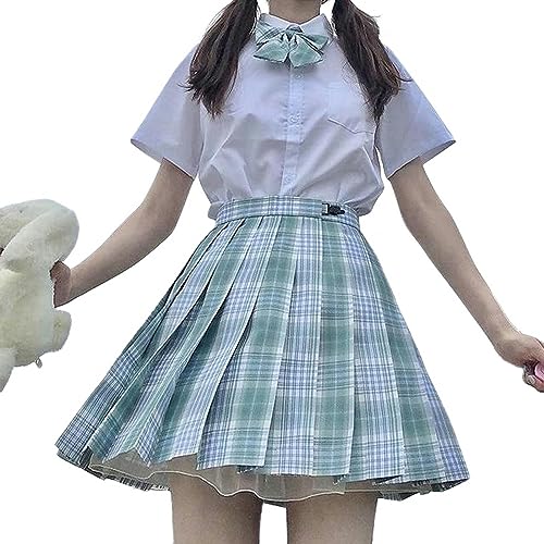 NOGRAX Schuluniform Mädchen Schuluniform Schüler Seifuku Bluse Faltenrockkrawatte Volles Girl Plaidrock Rosa Uniformen Für Frau von NOGRAX
