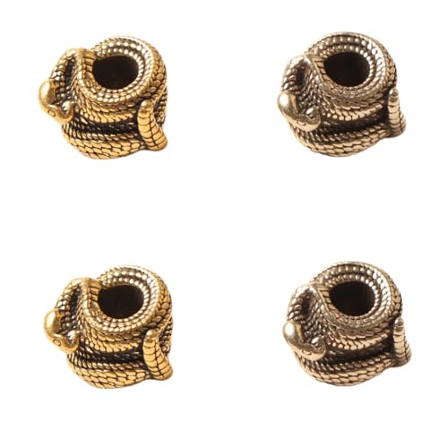 NOIAFZY 4 einzigartige Messing-Sternzeichen-Schlangen-Schlüsselanhänger, Python- und Spiral-Design, Premium-Metall-EDC-Paracord-Charm von NOIAFZY