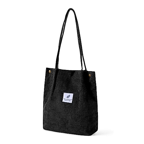 NOKDAL Cord Tasche Damen Umhängetasche Groß Damen Shopper Bag Tasche Stoff Tote Bag Canvas Shopper Stoff Handtasche Schultertasche Aesthetic Tasche für Tasche für Schule Mom Bag und Alltag Beutel von NOKDAL