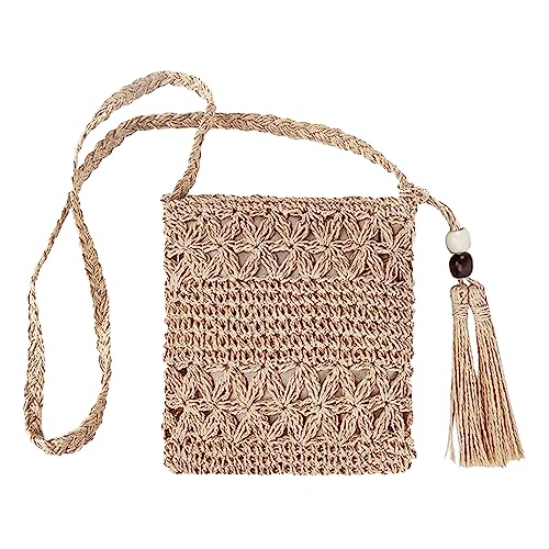 Umhängetasche Stroh Crossbody Tasche Handtasche Bast Korbtasche Klein Strohtasche Damen Sommertaschen Stroh Strandtasche Makramee Tasche Rattan Tasche Basttasche Häkeltasche für Reisen Urlaub Freizeit von NOKDAL