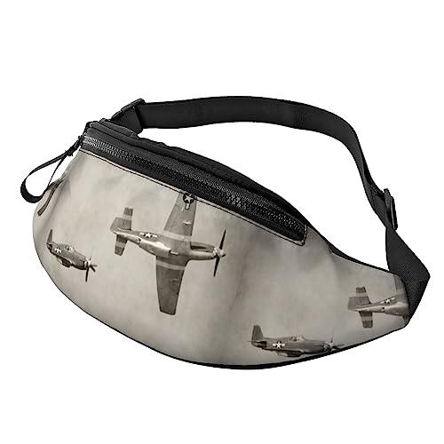 Bauchtasche mit Flugzeugdruck aus dem 2. Weltkrieg, Hüfttasche für Damen und Herren, Hüfttasche mit verstellbarem Gürtel für Freizeit, Reisen, Wandern, Schwarz, Einheitsgröße von NOKOER