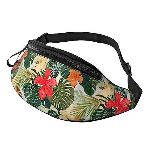 Bauchtasche mit Hawaii-Druck, Hüfttasche für Damen und Herren, Hüfttasche mit verstellbarem Gürtel für Freizeit, Reisen, Wandern, Schwarz, Einheitsgröße von NOKOER