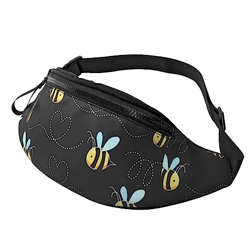 Bauchtasche mit Hummel-Motiv, für Damen und Herren, Hüfttasche mit verstellbarem Gürtel für Freizeit, Reisen, Wandern, Schwarz, Einheitsgröße von NOKOER