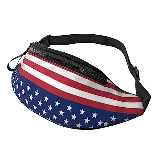 Bauchtasche mit amerikanischer Flagge, Sterne, Streifen, bedruckt, Hüfttasche für Damen und Herren, Hüfttasche mit verstellbarem Gürtel für Freizeit, Reisen, Wandern, Schwarz, Einheitsgröße von NOKOER