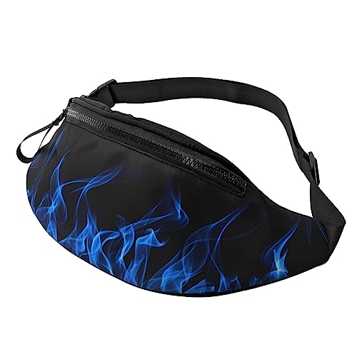 Bauchtasche mit blauem Flammenmuster, Hüfttasche für Damen und Herren, Hüfttasche mit verstellbarem Gürtel für Freizeit, Reisen, Wandern, Schwarz, Einheitsgröße von NOKOER