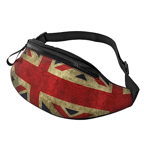 Bauchtasche mit britischer Flagge, Hüfttasche für Damen und Herren, Hüfttasche mit verstellbarem Gürtel für Freizeit, Reisen, Wandern, Schwarz, Einheitsgröße von NOKOER