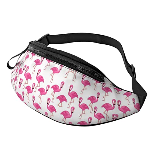 Bauchtasche mit pinkem Flamingo-Druck, Hüfttasche für Damen und Herren, Hüfttasche mit verstellbarem Gürtel für Freizeit, Reisen, Wandern, Schwarz, Einheitsgröße von NOKOER