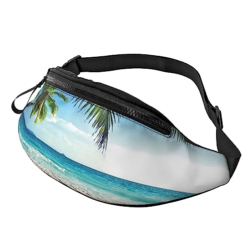 Bauchtasche mit tropischer Palme, Hawaii-Strand, bedruckt, Hüfttasche für Damen und Herren, Hüfttasche mit verstellbarem Gürtel für Freizeit, Reisen, Wandern, Schwarz, Einheitsgröße von NOKOER