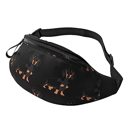 Gürteltasche mit Hundemotiv, für Damen und Herren, Hüfttasche mit verstellbarem Gürtel für Freizeit, Reisen, Wandern, Schwarz, Einheitsgröße von NOKOER