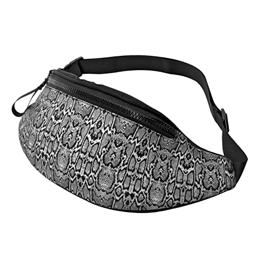 Gürteltasche mit Schlangenhaut-Motiv, für Damen und Herren, Hüfttasche mit verstellbarem Gürtel, für Freizeit, Reisen, Wandern, Schwarz / Weiß, Schwarz, Einheitsgröße von NOKOER