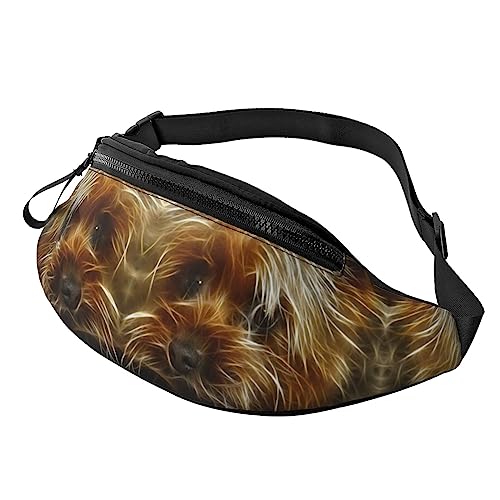 Gürteltasche mit lustigem Yorkie-Hundemotiv, für Damen und Herren, Hüfttasche mit verstellbarem Gürtel für Freizeit, Reisen, Wandern, Schwarz, Einheitsgröße von NOKOER