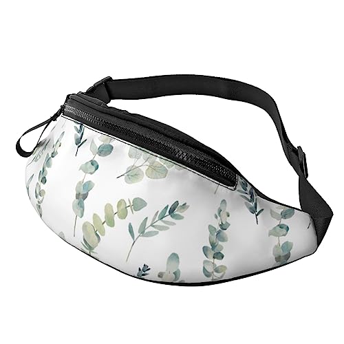 Gürteltasche mit natürlichem grünen Zweig-Druck, für Damen und Herren, Hüfttasche mit verstellbarem Gürtel für Freizeit, Reisen, Wandern, Weiß, Schwarz, Einheitsgröße von NOKOER