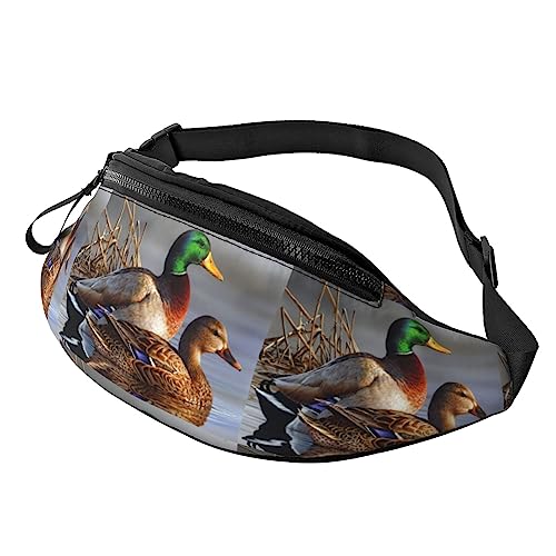 Mallard Duck bedruckte Bauchtasche, Hüfttasche für Damen und Herren, Hüfttasche mit verstellbarem Gürtel für Freizeit, Reisen, Wandern, Schwarz, Einheitsgröße von NOKOER