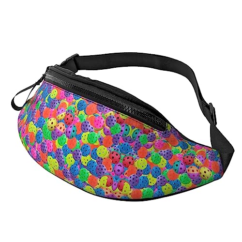 Pickleball Bauchtasche mit buntem Muster, bedruckt, Hüfttasche für Damen und Herren, Hüfttasche mit verstellbarem Gürtel für Freizeit, Reisen, Wandern, Schwarz, Einheitsgröße von NOKOER