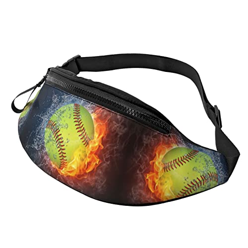 Softball-bedruckte Bauchtasche, Hüfttasche für Damen und Herren, Hüfttasche mit verstellbarem Gürtel für Freizeit, Reisen, Wandern, Schwarz, Einheitsgröße von NOKOER