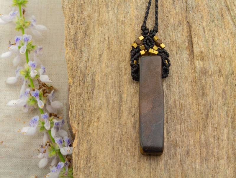 Halskette Mit Tigerauge Geschenk Kupferperlen/Hämatit Makramee Kette Handgemacht Verstellbare Länge von NOKmacrame