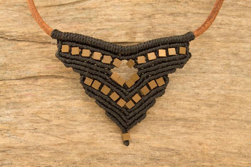 Makramee Kette Hämatit Collier von NOKmacrame