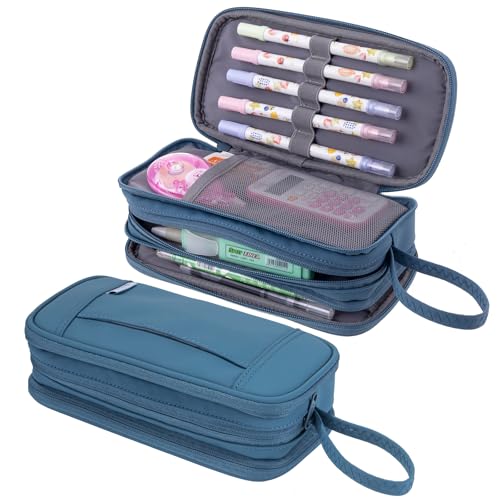 NOL Natural Organic Lifestyle Federmäppchen mit großem Fassungsvermögen, Reißverschluss, 3 Fächer, Federmäppchen, Bürobedarf, Organizer, multifunktionales Federmäppchen für Schule, Mädchen, Jungen, von NOL Natural Organic Lifestyle