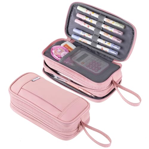 NOL Natural Organic Lifestyle Federmäppchen mit großem Fassungsvermögen, Reißverschluss, 3 Fächer, Federmäppchen, Bürobedarf, Organizer, multifunktionales Federmäppchen für Schule, Mädchen, Jungen, von NOL Natural Organic Lifestyle