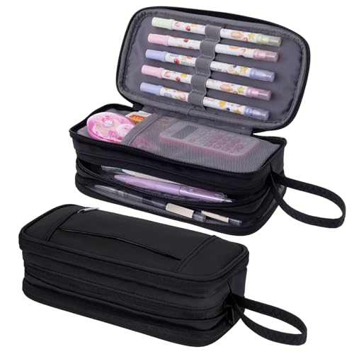 NOL Natural Organic Lifestyle Federmäppchen mit großem Fassungsvermögen, Reißverschluss, 3 Fächer, Federmäppchen, Bürobedarf, Organizer, multifunktionales Federmäppchen für Schule, Mädchen, Jungen, von NOL Natural Organic Lifestyle