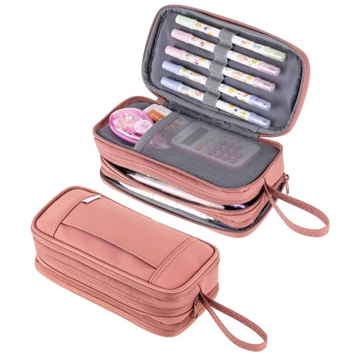 NOL Natural Organic Lifestyle Federmäppchen mit großem Fassungsvermögen, Reißverschluss, 3 Fächer, Federmäppchen, Bürobedarf, Organizer, multifunktionales Federmäppchen für Schule, Mädchen, Jungen, von NOL Natural Organic Lifestyle