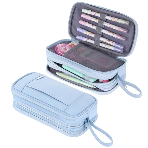 NOL Natural Organic Lifestyle Federmäppchen mit großem Fassungsvermögen, Reißverschluss, 3 Fächer, Organizer, Multifunktionales Federmäppchen für Schule, Büro, Reisen von NOL Natural Organic Lifestyle