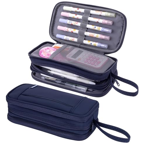 NOL Natural Organic Lifestyle Federmäppchen mit großem Fassungsvermögen, Reißverschluss, 3 Fächer, Federmäppchen, Bürobedarf, Organizer, multifunktionales Federmäppchen für Schule, Mädchen, Jungen, von NOL Natural Organic Lifestyle