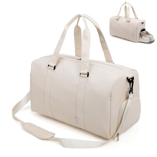 NOL Sports Turnbeutel für Damen und Herren, Seesack für Reisen, wasserdichte Handgepäcktasche mit Schuhfach & Nasstasche, 4, Cream, Modern von NOL Natural Organic Lifestyle