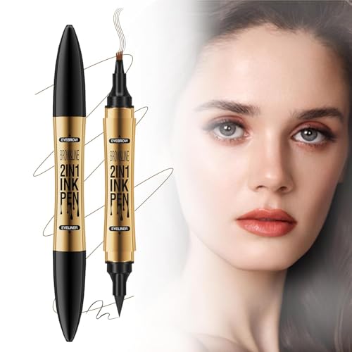 Magischer Augenbrauenstift, 2 en 1 Upgrade Multifunction 3D Microblading Eyebrow Tattoo Pencil, Präziser Brauenstift mit 4 Spitzen Langlebiger Natürlicher Augenbrauenstift (grau) von NOLACE